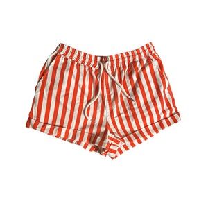NWOT Forever 21 Red-Orange Striped 100% Cotton Drawstring Shorts- Medium